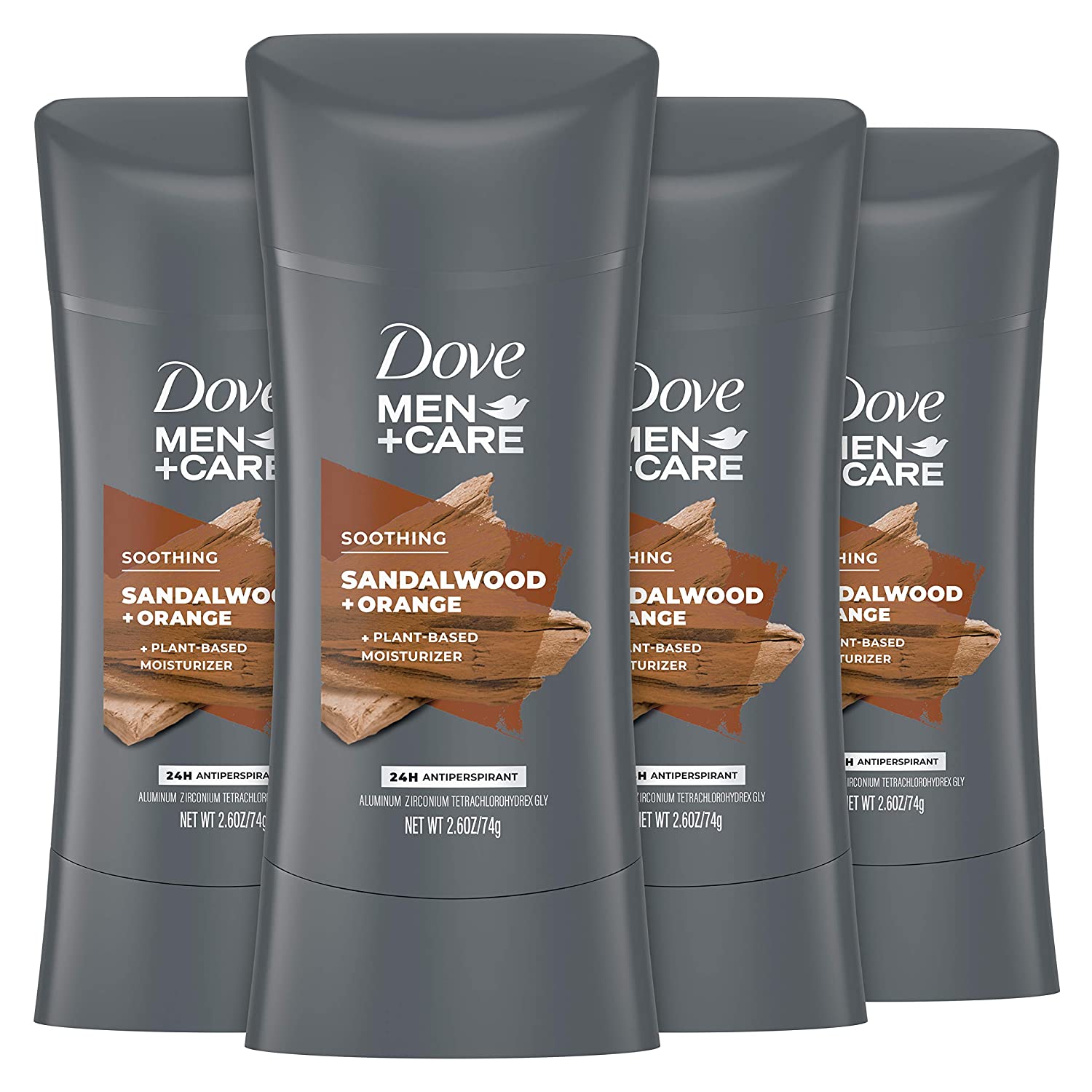 230816080053661_1 DOVE MEN + CARE Antiperspirant Deodorant Natural Inspired Sandalwood + Orange Antiperspirant for Men, 2.6 Ounce (Pack of 4) - Image 1